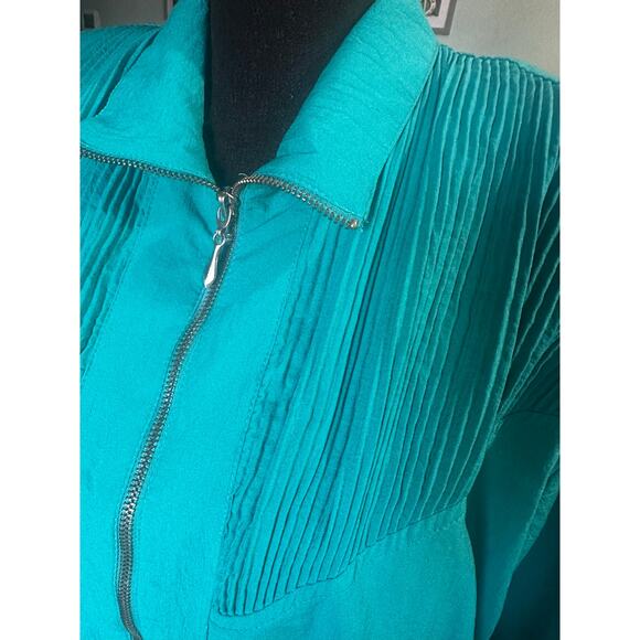 Teddi Vintage Turquoise Lightweight Windbreaker – Retro 80s Style - Picture 2 of 8